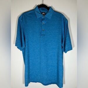 Footjoy heathered turquoise blue golf performance shirt sz L lightweight